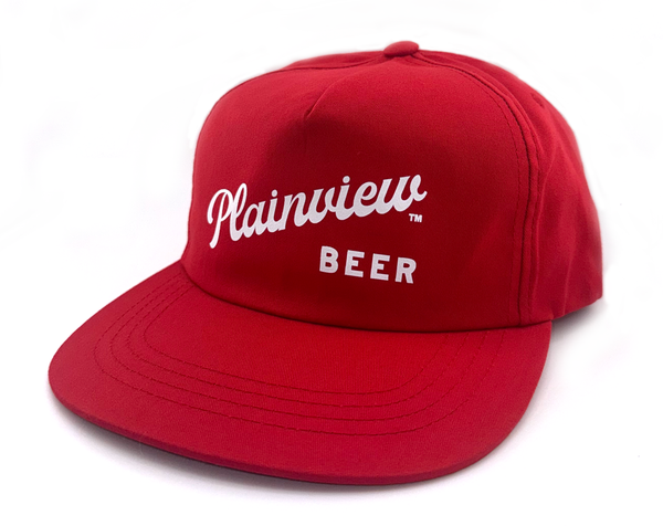 Plainview Beer Script 5-Panel Twill Medium Profile Hat | Red