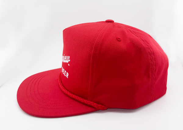 Plainview Beer Script 5-Panel Twill | HIGH Profile Hat | Red