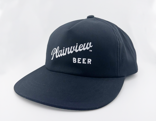 Plainview Beer Script 5-Panel Twill | Medium Profile Hat | Black