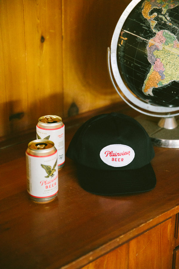 Plainview Beer Oval Hat | MEDIUM Profile Snapback BLACK