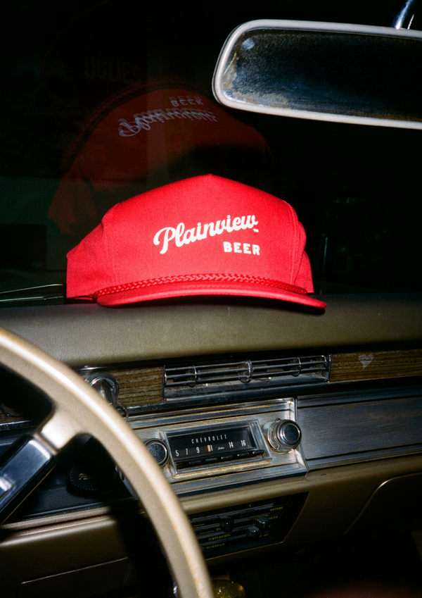 Plainview Beer Script 5-Panel Twill | HIGH Profile Hat | Red