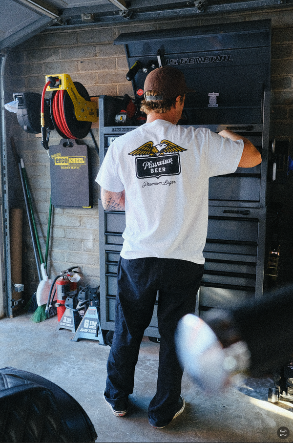 Plainview Beer Shield Script Tee