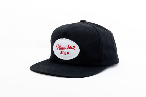 Plainview Beer Oval Hat | MEDIUM Profile Snapback BLACK